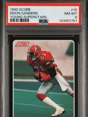 1990 Score Young Superstars Deion Sanders #15 PSA 8